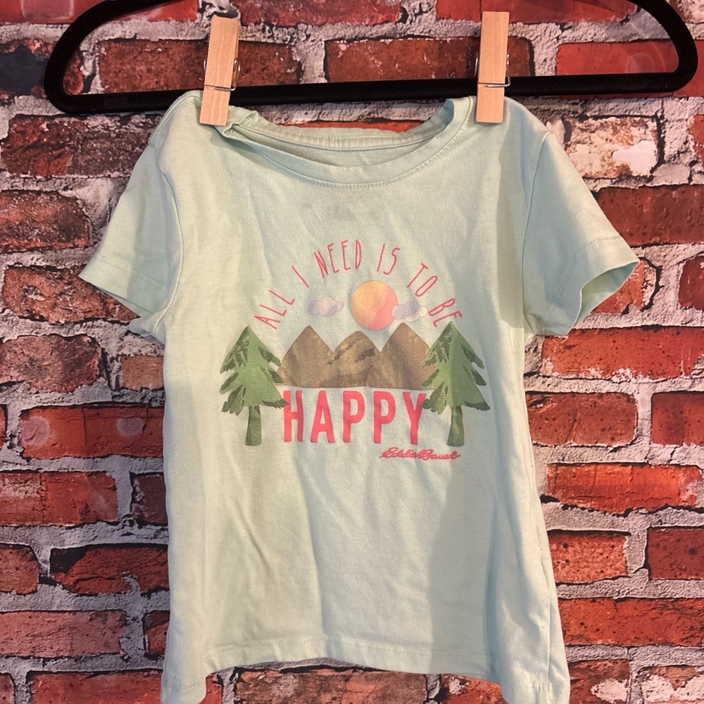 Eddie Bauer Kids' Light Green 'All I Need Is To Be Happy' T-Shirt